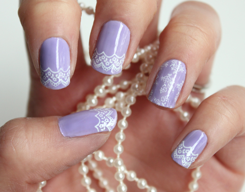 Purple Lace Nail Art Idea