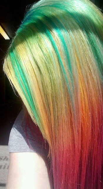 Rainbow Colored Hair Idea for Summer