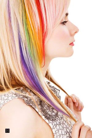 Rainbow Ombre Hair Idea for Blonde Hair