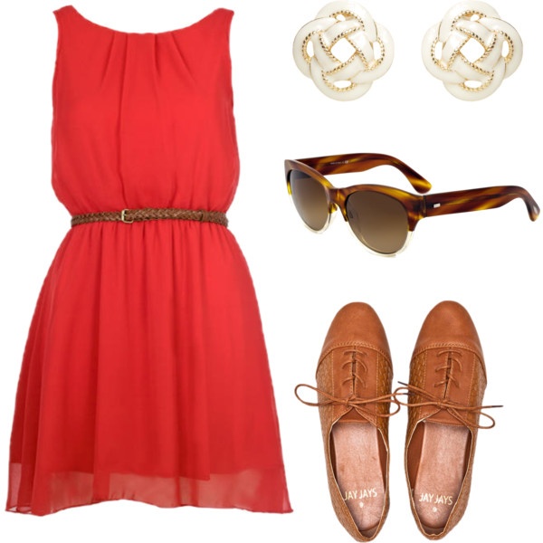 Red Chiffon Dress Outfit Idea for Summer