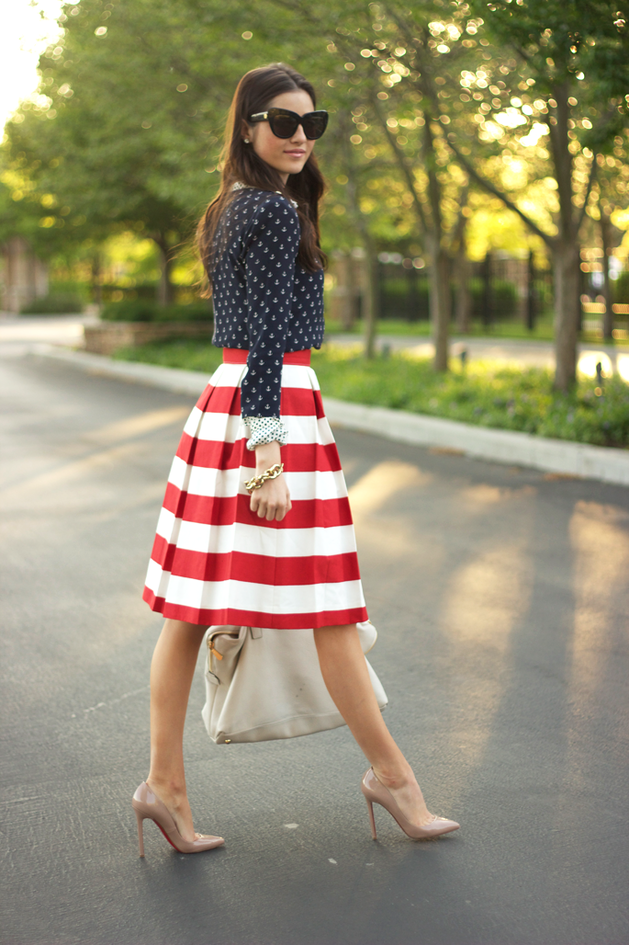 Street Style Ideas With Stripes - Striped Full Skirt
