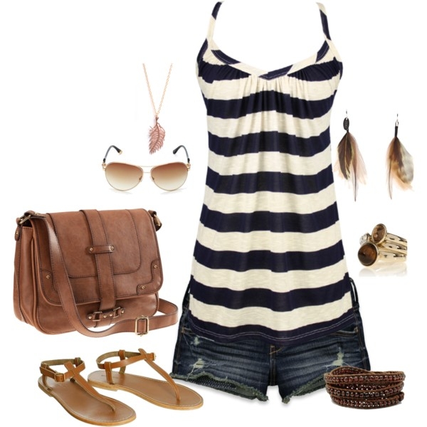 Stripe Summer Outfit Idea with Flat Shoes