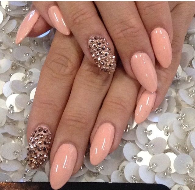 Peach and White Pointy Nail Designs - Nailartdesignsidea.info via