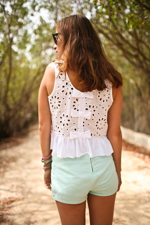 Stylish Eyelet Top with Bows