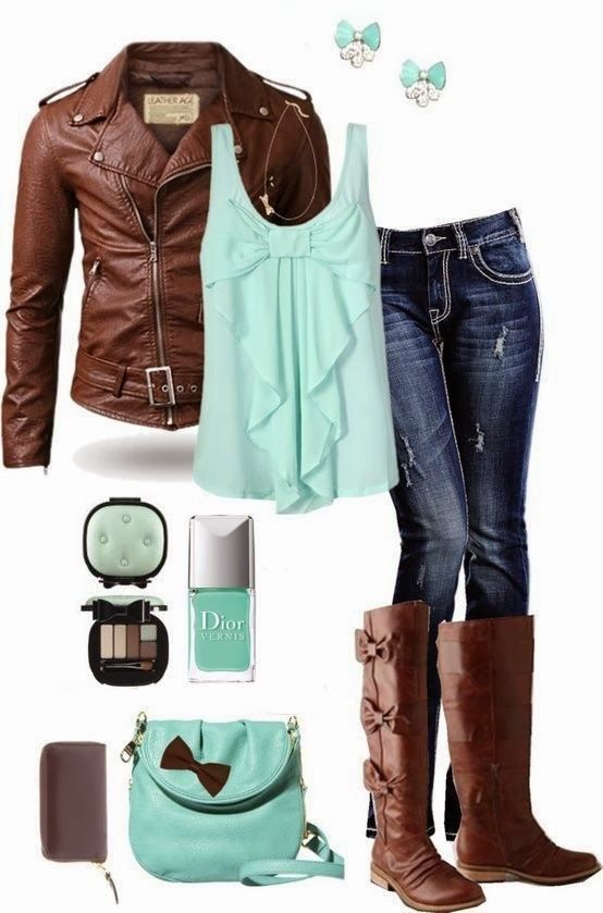 Stylish Outfit Idea with Mint Bows