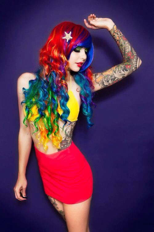Stylish Rainbow Hair for Young Women