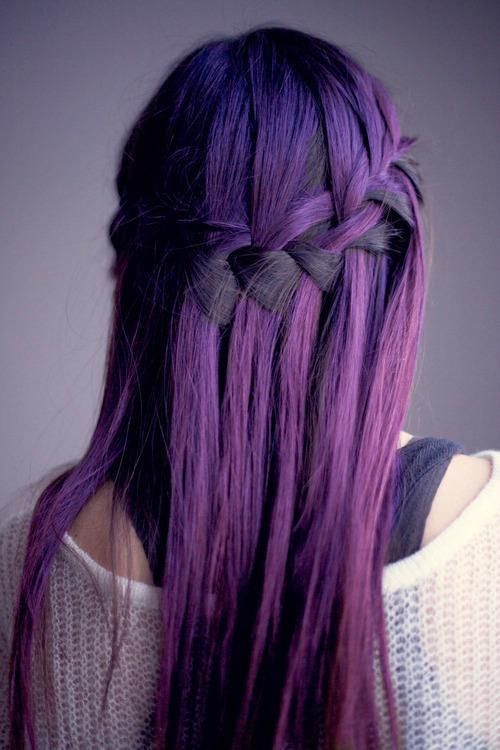 Waterfall Braid for Purple Hair