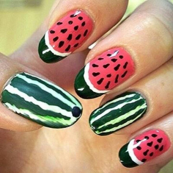 Watermelon Print for Summer Fruit Nail Designs