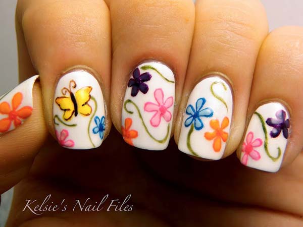 White Flower Nail Designs