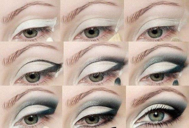 White Smoky Eye Makeup Idea for Green Eyes