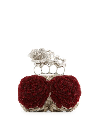 Alexander McQueen Beaded Flower Knuckle Box Clutch Bag