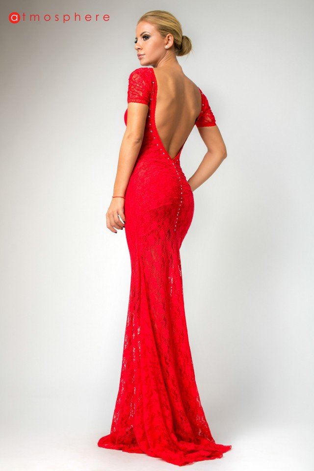Backless Red Bridesmaid Dress