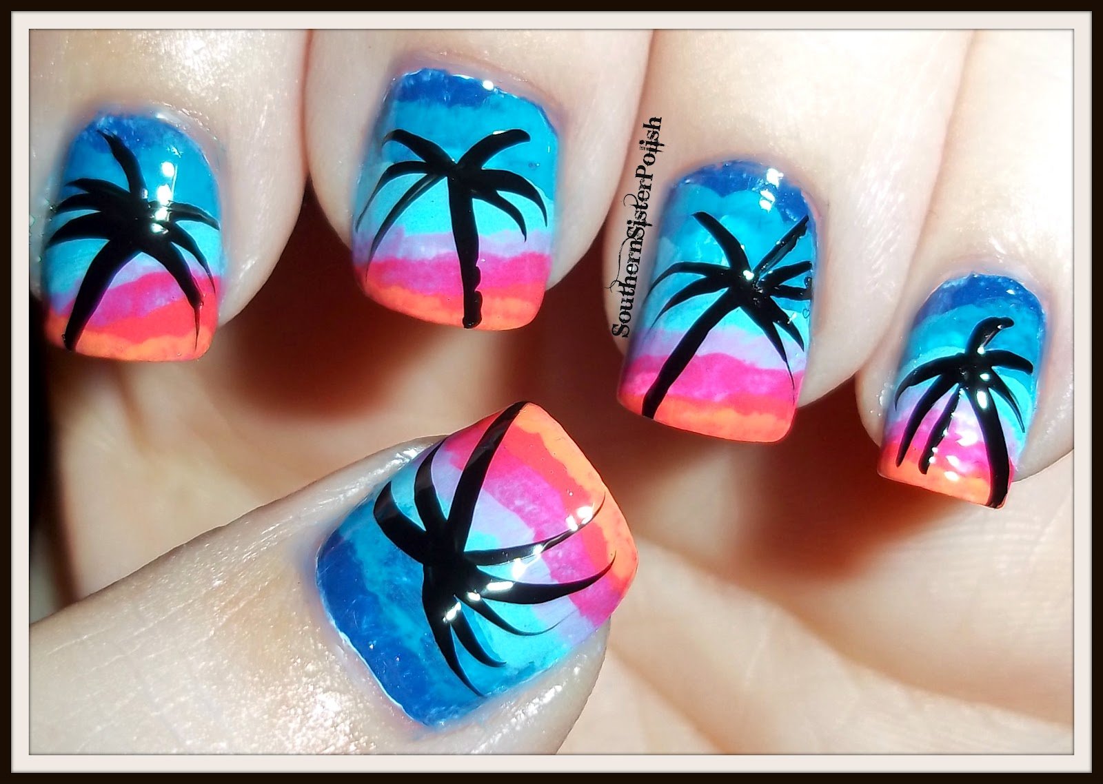 Summer Beach Sunset Tips Toe Nail Design - wide 4