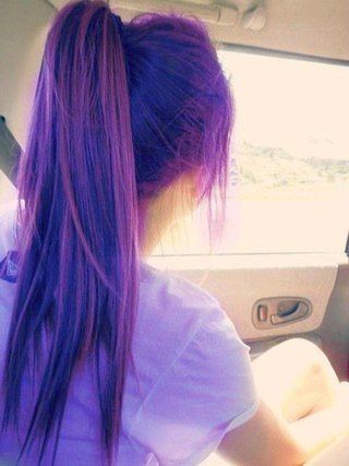 Beautiful High Ponytail for Purple Hair