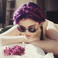 Braided Crown Hairstyle for Purple Hair