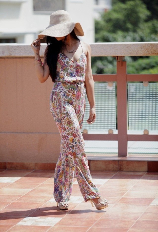 Floral Jumpsuit with High Heels