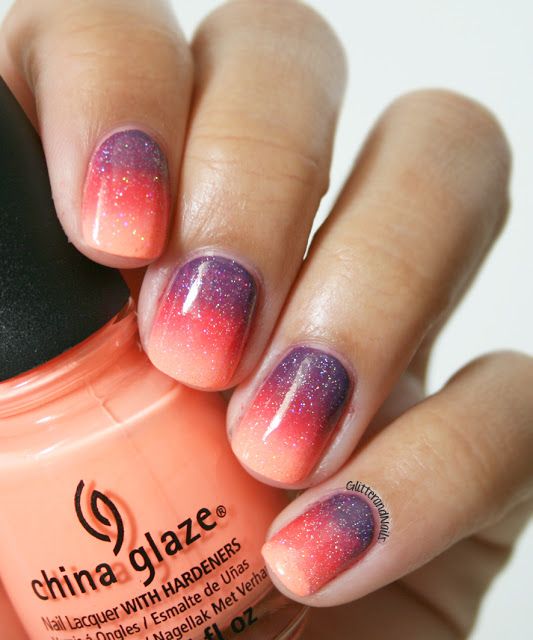 Glitter Sunset Nails