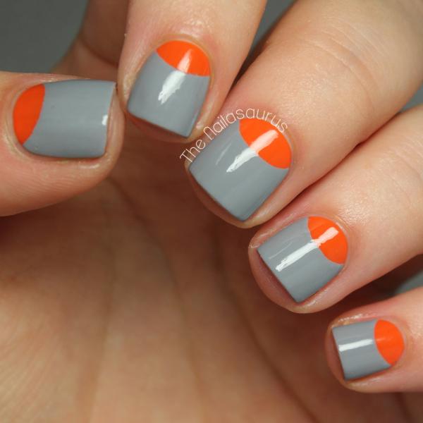 Grey and Orange Nails