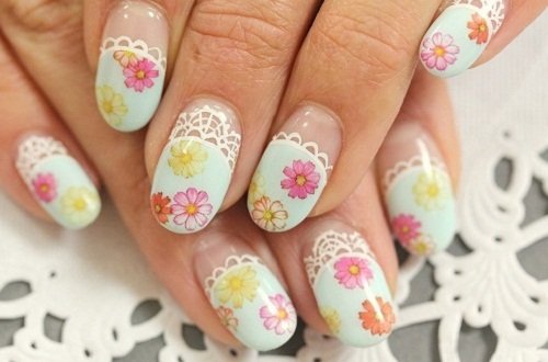Lacey Floral Nail Design