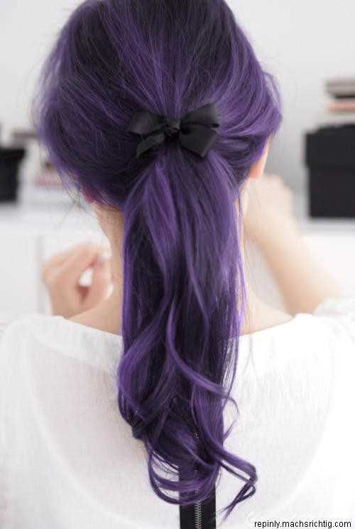 Loose Ponytail for Purple Hair