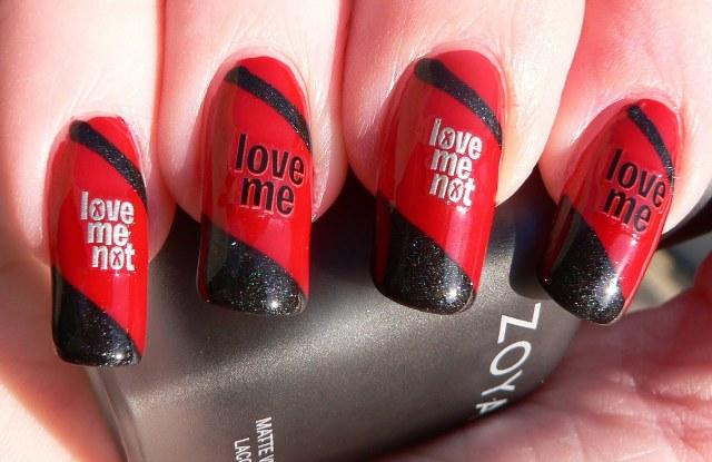 Red and Black Love Letter Nails
