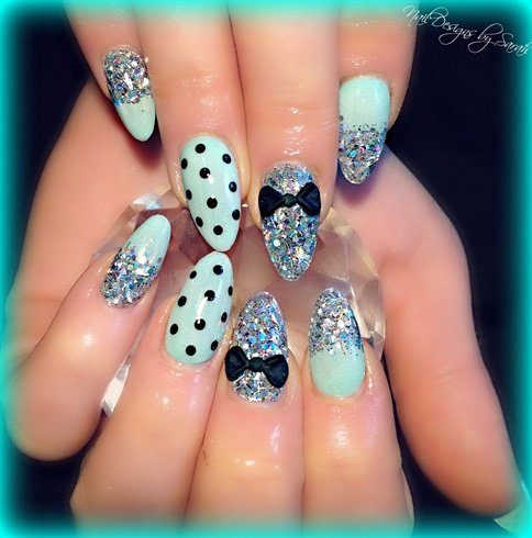 Pastel Blue Stiletto Nails