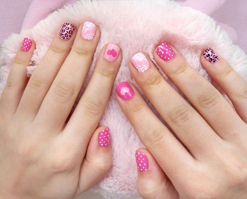 Pastel Pink Mismatched Nail Designs