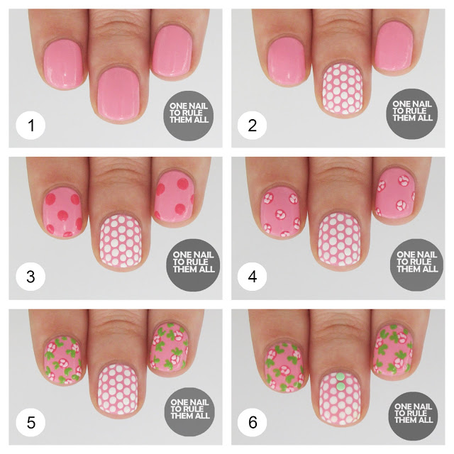 Pink Dotted Nail Design