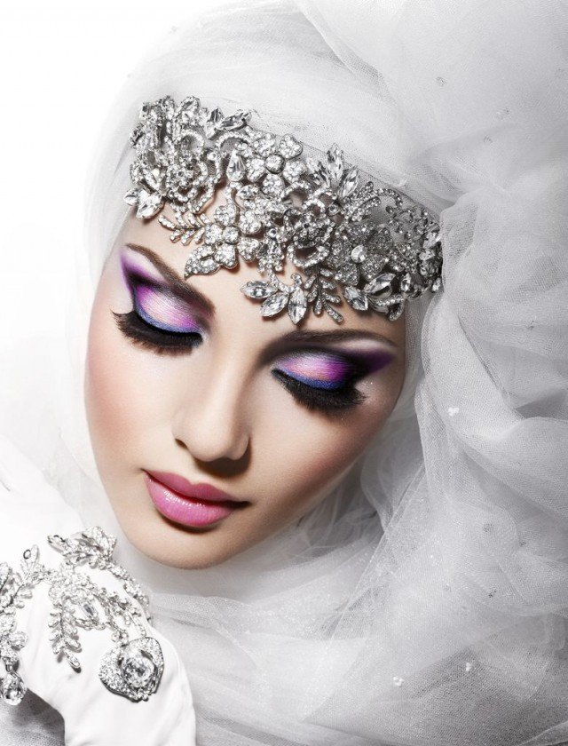 Pink and Purple Makeup Idea for Wedding