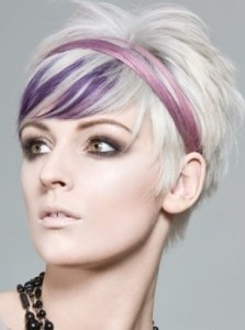 Platinum Hair with Colored Highlights