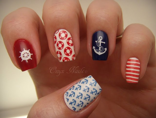 Pretty Nautical Nails