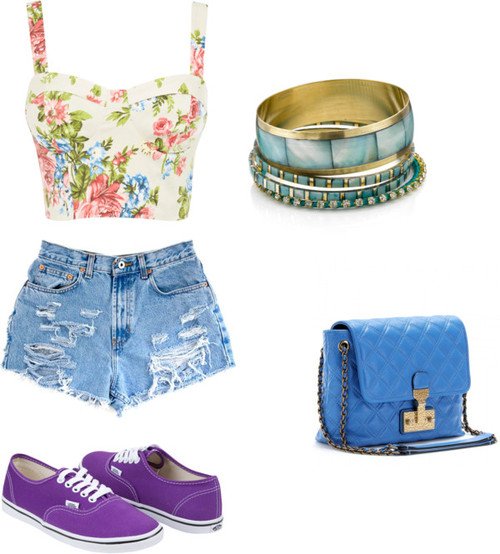 Pretty Outfit Idea with High Waisted Shorts