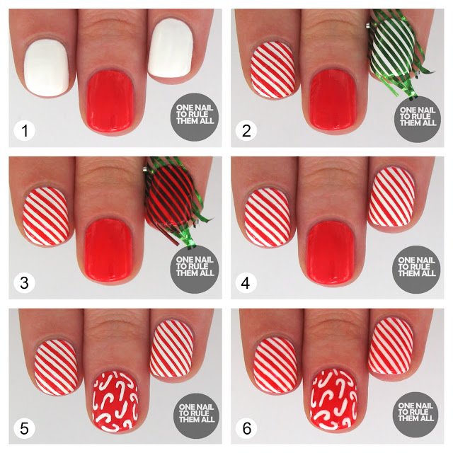 Red Striped Nail Design