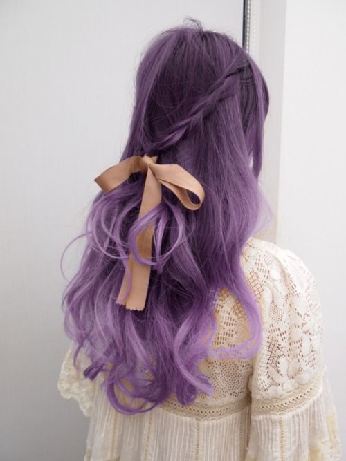 Romantic Hairstyle for Purple Hair