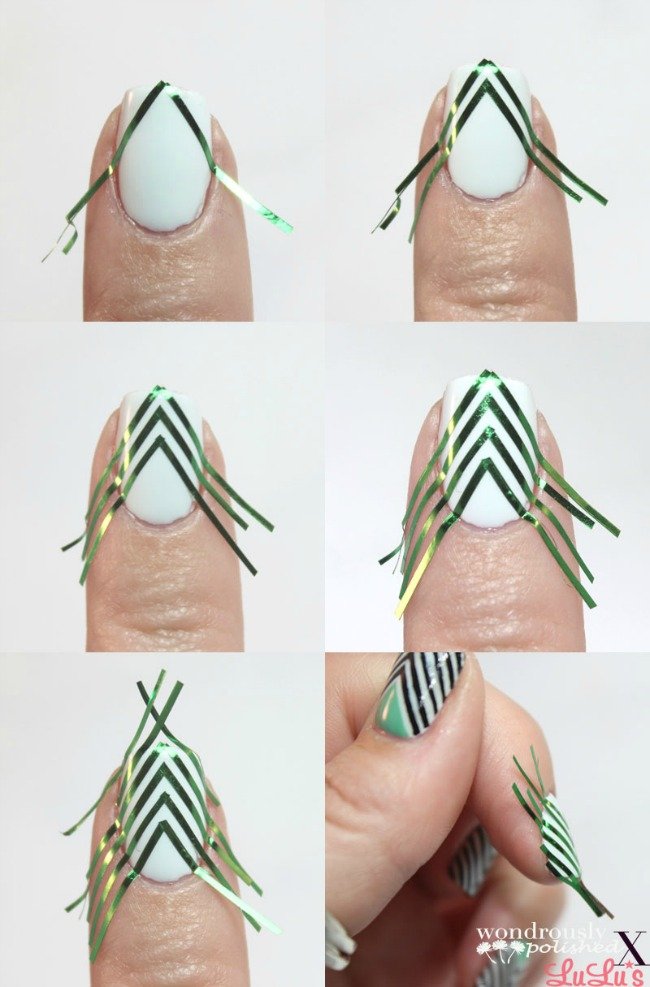 White Striped Nail Design