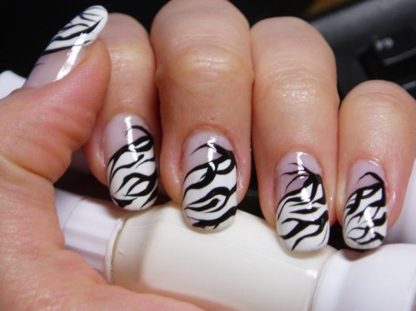 Zebra Print Nail Art Design