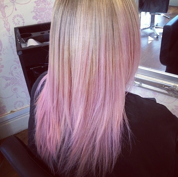 Blonde Fade to Pink Ombre Hair Style for Girls