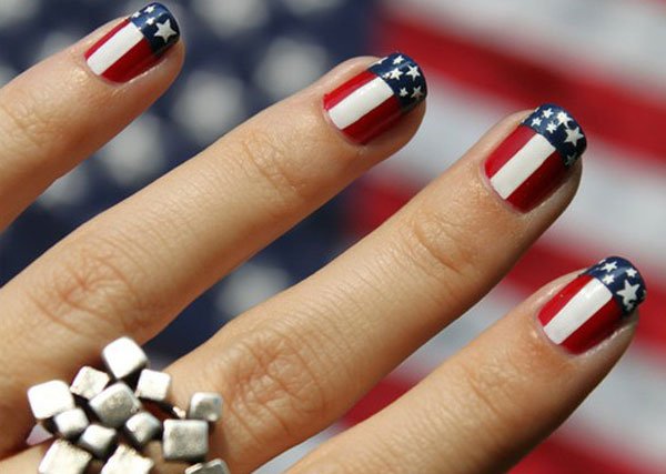 American Flag Inspired Nail Design