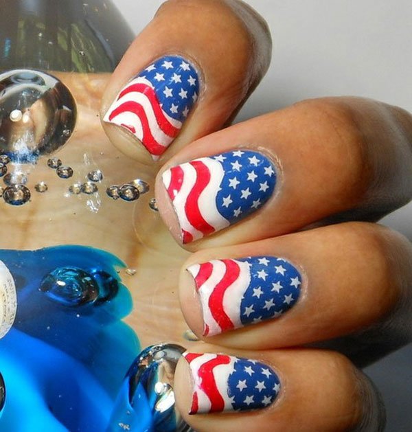 Interesting American Flag Inspired Nail Design