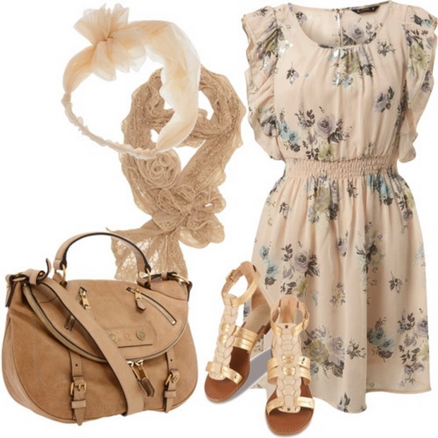 Beautiful Floral Dress Outfit Idea