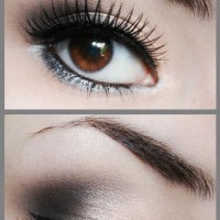 Black Shimmery Grey Smokey Eye Makeup