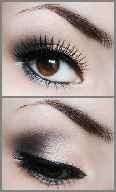 Black Shimmery Grey Smokey Eye Makeup