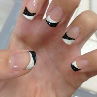 Black and White French Nails