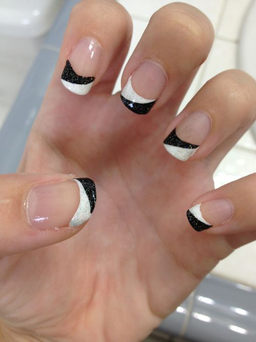 Black and White French Nails