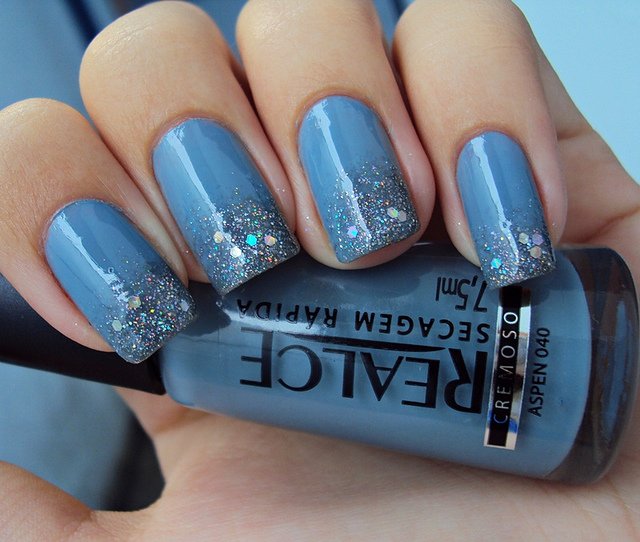 Blue Embellished Nails