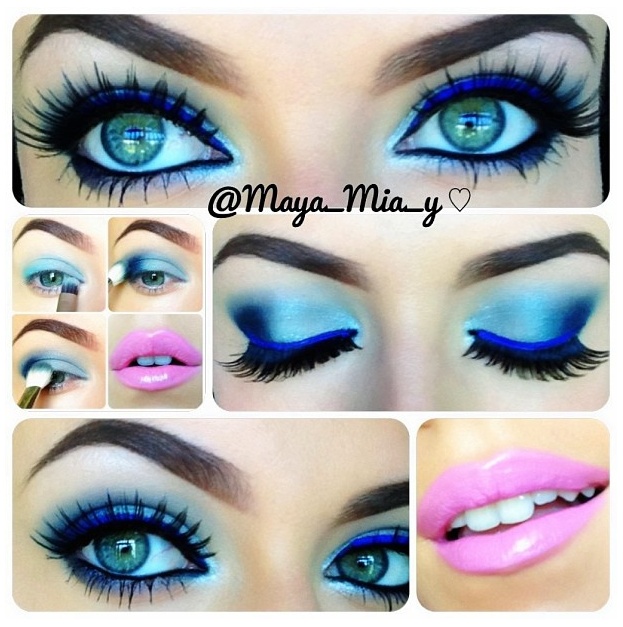 Blue Eye Makeup With Blue Eyeliner