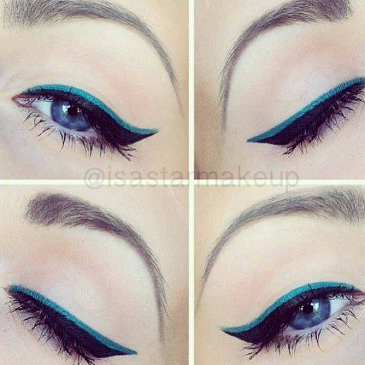 Blue Eyeliner With Nude Shadow
