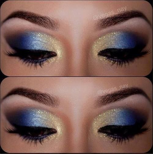 Blue and Gold Eye Makeup Look