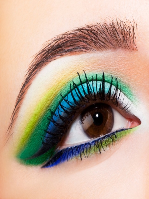 Blue,Green and Yellow Eyes - Neon Makeup Look