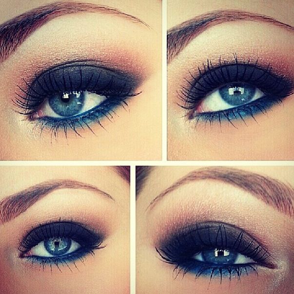 Brown and Blue Eye Makeup Idea